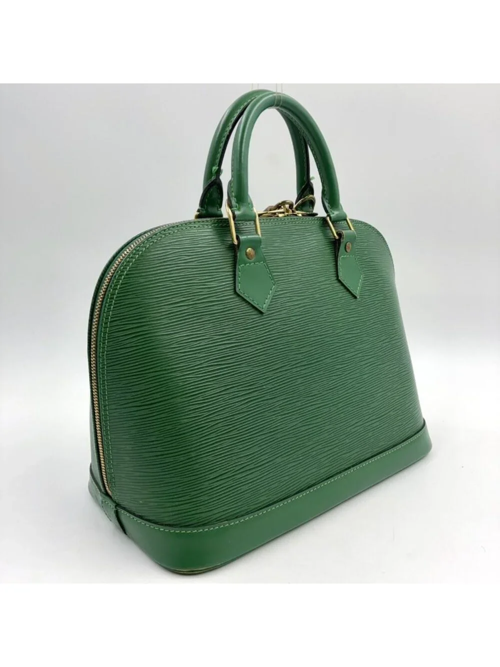 Louis Vuitton Alma Epi Borneo Green Leather Handbag Gold